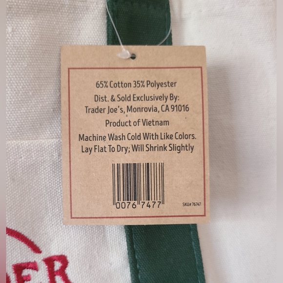 NWT Trader Joe's Mini Canvas Green Tote Bag - Picture 4 of 10